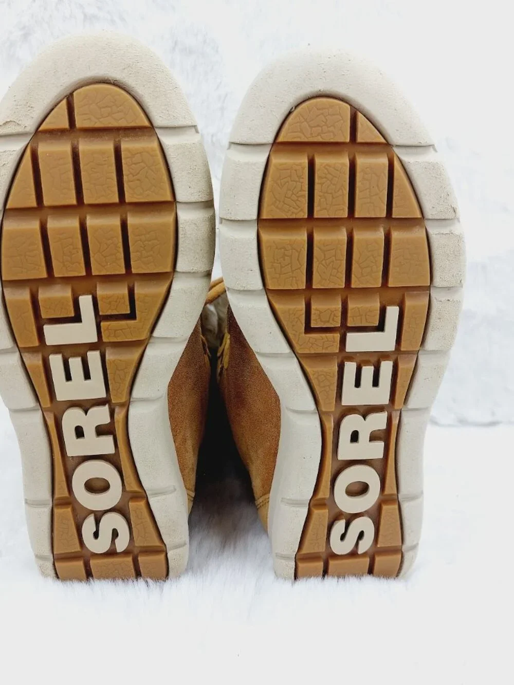 Sorel Women's Brown White Suede Lace Up Waterproof Snow Winter Boots Size US 8